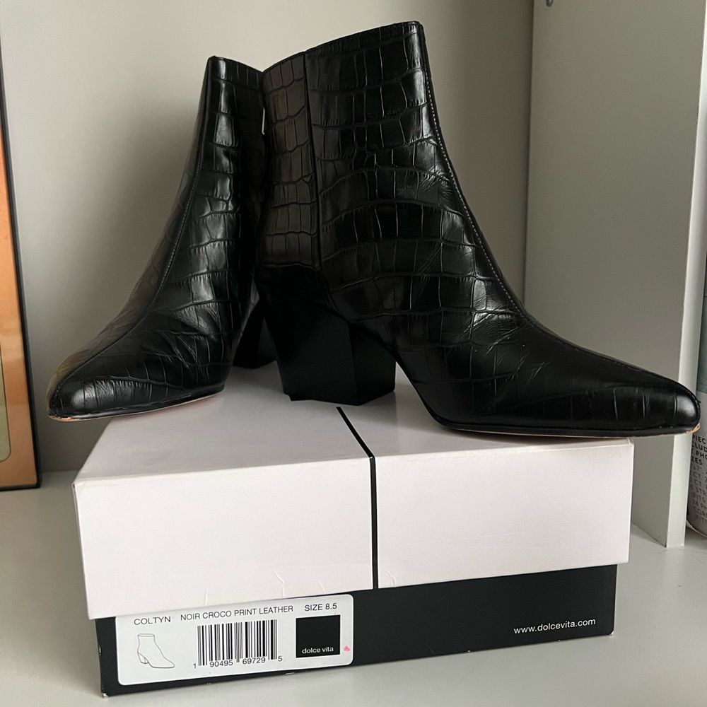 Dolce vita croc print leather boot